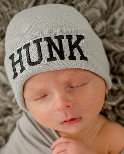 Baby Wearing "Hunk" Grey Newborn Hospital Hat
