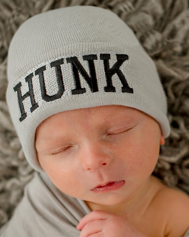 Baby Wearing "Hunk" Grey Newborn Hospital Hat