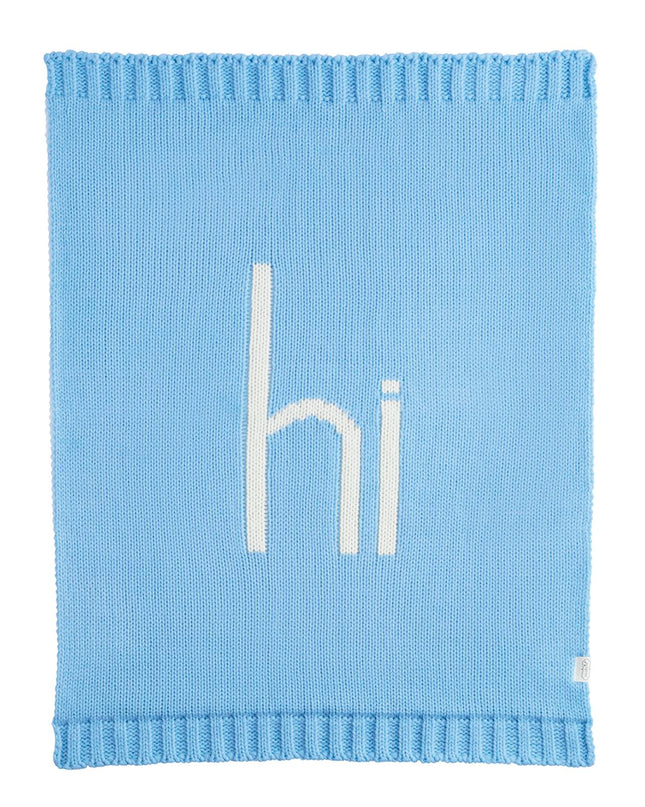 blue 'hi' blanket 