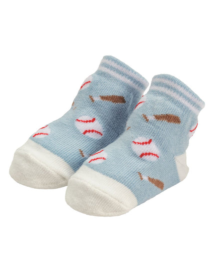 Pair of baby socks with baseball design 