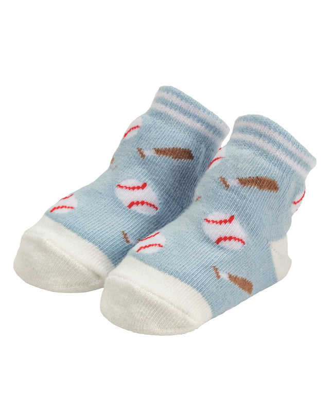 Pair of baby socks with baseball design 