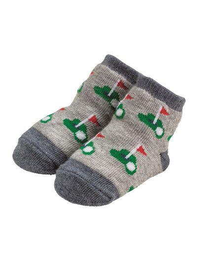 Grey socks with golf themed print
