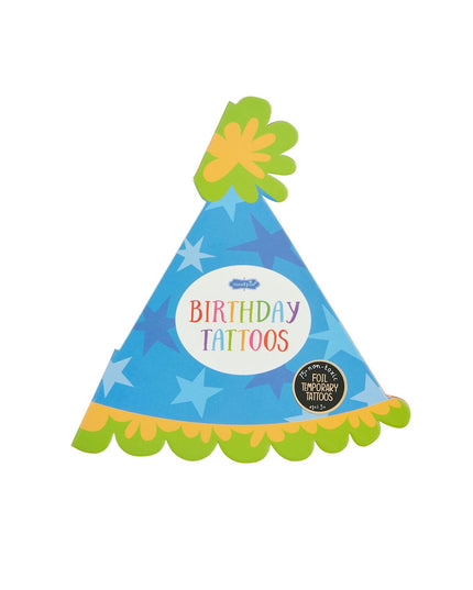 Pack of birthday tattoos shaped like a party hat 