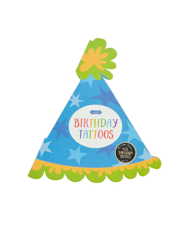 Pack of birthday tattoos shaped like a party hat 