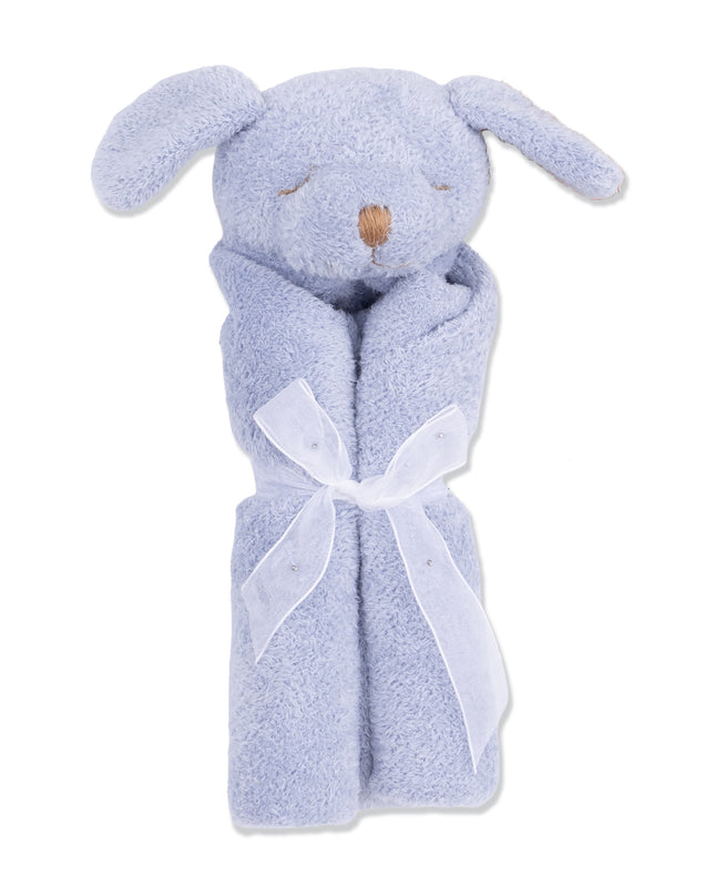 Dusty Blue Puppy Baby Lovey Blanket