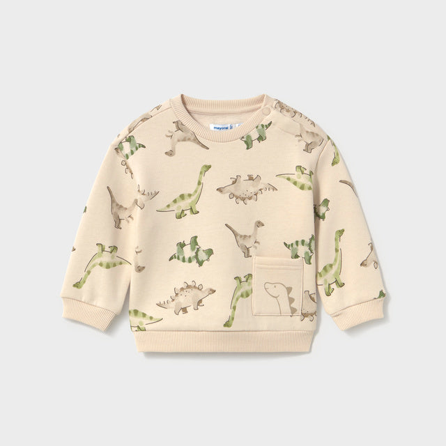Beige sweatshirt with dinosaur print