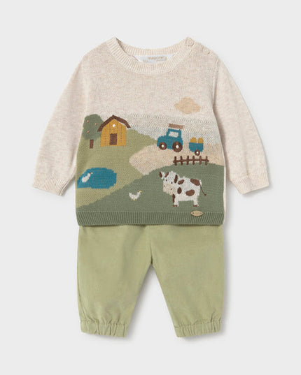 Children's sweater and pants set with farm design