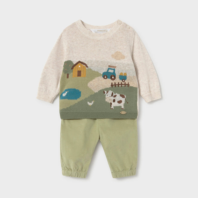 Children's sweater and pants set with farm design