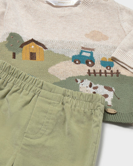 Children's sweater and pants set with farm design