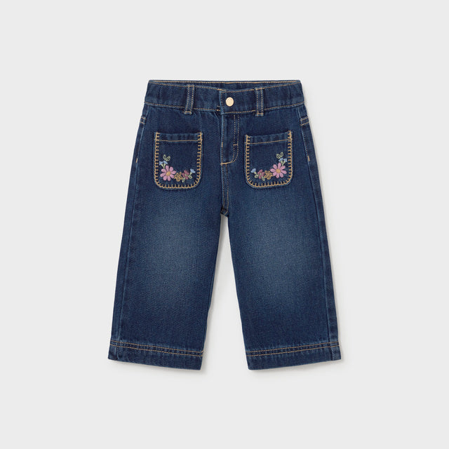 Jeans with Floral Embroidered Pockets