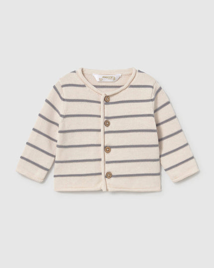 Grey and Off-White Stripe Knit Sweater