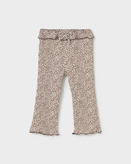 Brown and white spot ribbed leggings