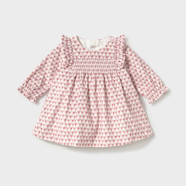 Delicate floral print, smocked dress