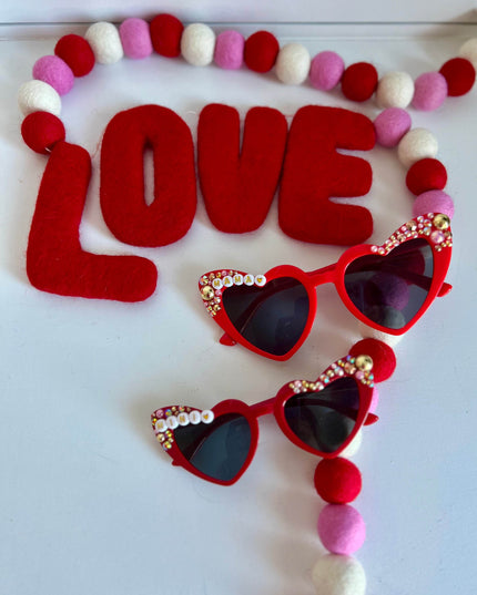 Red Mama and Mini Heart Sunglass - Giggles & Glitter