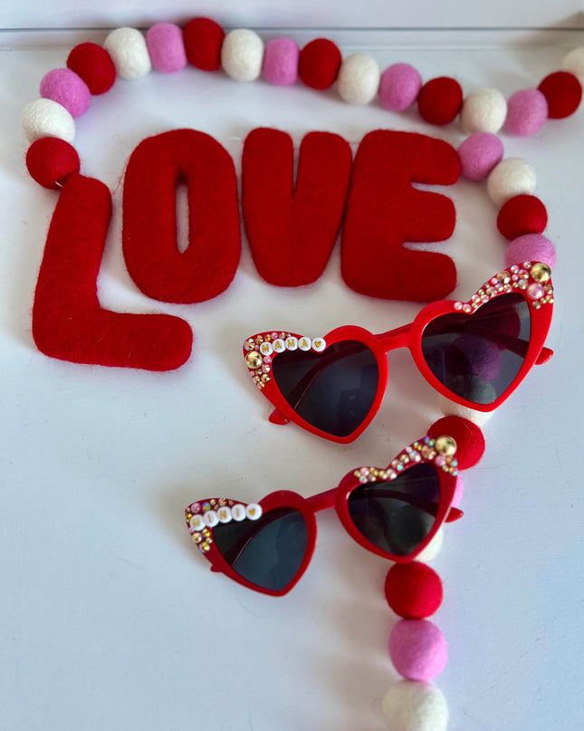 Red Mama and Mini Heart Sunglass - Giggles & Glitter