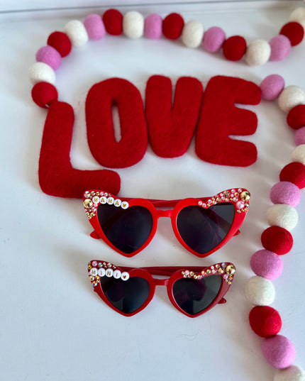 Red Mama and Mini Heart Sunglass - Giggles & Glitter