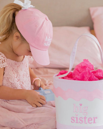 Girl with Pink and White Big Sister Gift Tote Bag