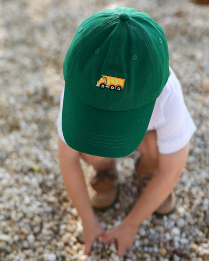 Boy wearing Dump Truck Baseball Hat