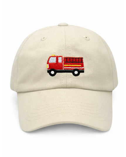 Khaki baseball had with firetruck embroidery