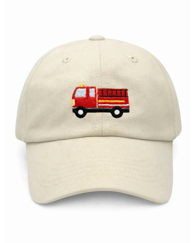 Khaki baseball had with firetruck embroidery