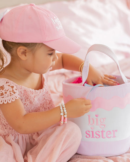 Girl with Pink and White Big Sister Gift Tote Bag