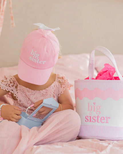Girl with Pink and White Big Sister Gift Tote Bag