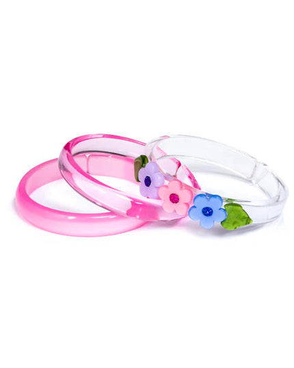 Pink, Purple and Blue Flower Bangles (Set of 3) - Giggles & Glitter