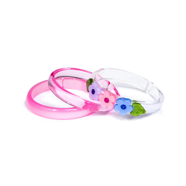 Pink, Purple and Blue Flower Bangles (Set of 3) - Giggles & Glitter