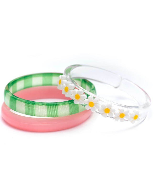 Daisies Green Checkered Bangles (Set of 3) - Giggles & Glitter