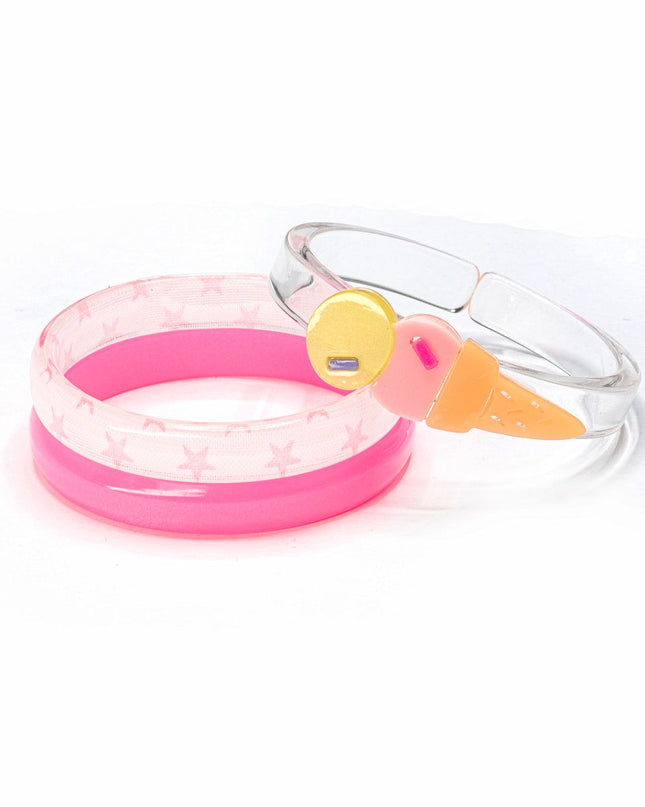 Ice Cream Double Scoop Pink Yellow Bangles (Set of 3) - Giggles & Glitter