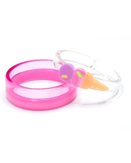 Ice Cream Double Scoop Pink Purple Bangles (Set of 3) - Giggles & Glitter