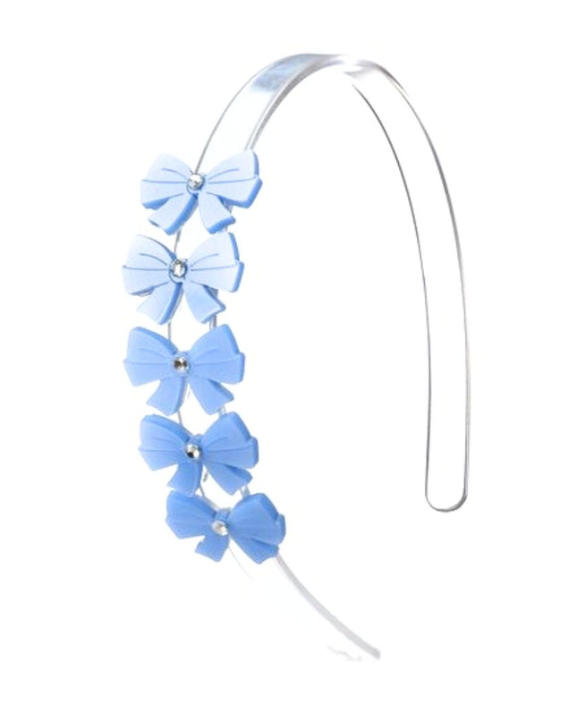 Headband with blue satin bows 