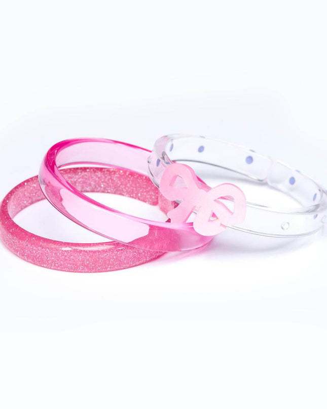 Pink Bow Bangles (Set of 3) - Giggles & Glitter