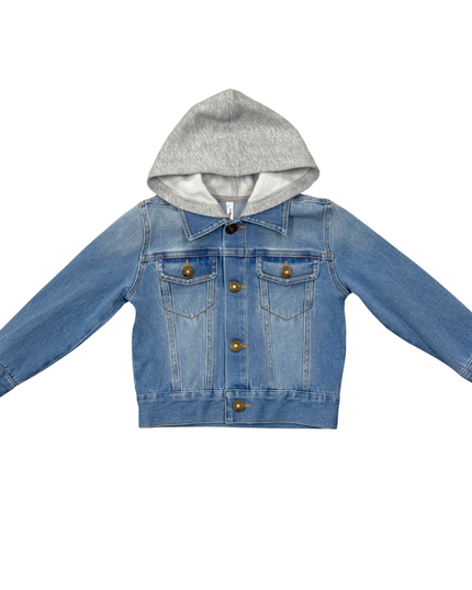 A children's hooded denim jacket 