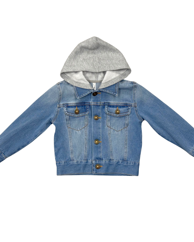 A children's hooded denim jacket 
