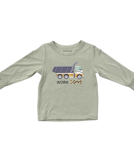 Children's long-sleeve shirt with dump truck graphic and 'Work Zone'