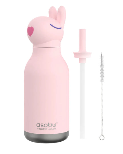 Bunny Water Bottle with Straw and Straw Cleaner 