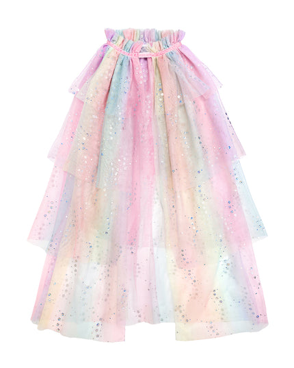 Pastel Rainbow Cape with Silver Foil Flowers