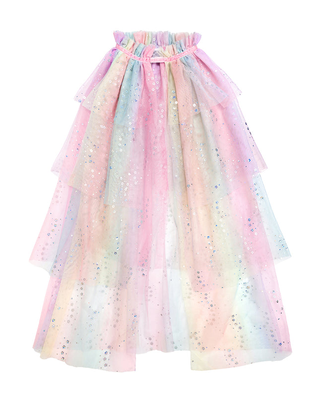 Pastel Rainbow Cape with Silver Foil Flowers