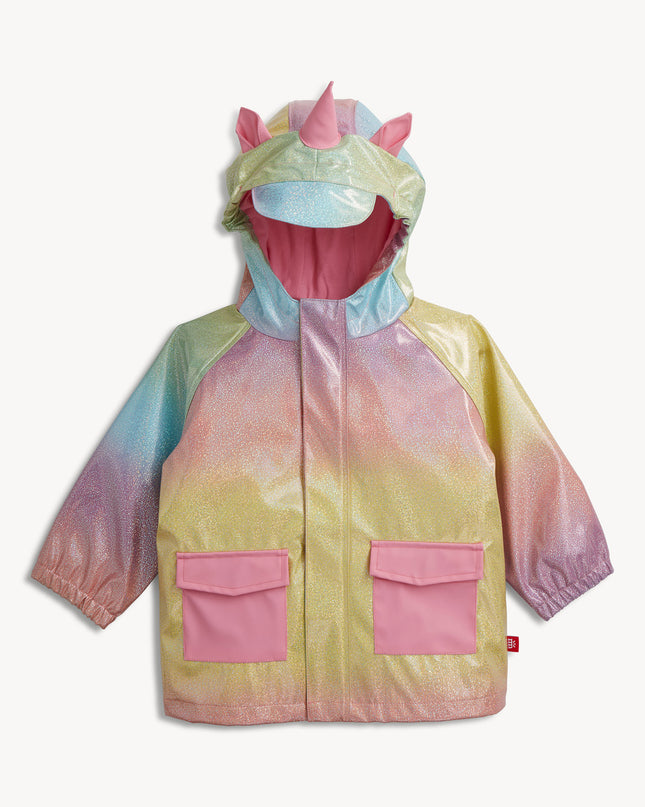 Rainbow Unicorn Sparkle Raincoat with magnetic closures