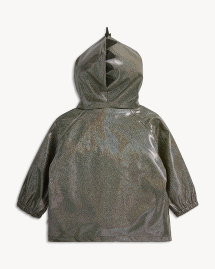 Back of dino sparkle magnetic raincoat
