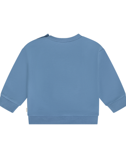 A blue long-sleeve sweatshirt shown from the back