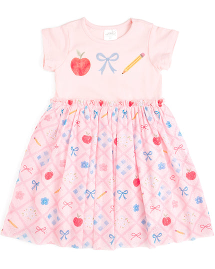 Pink tutu dress with back to school design
