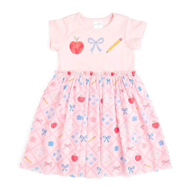 Pink tutu dress with back to school design