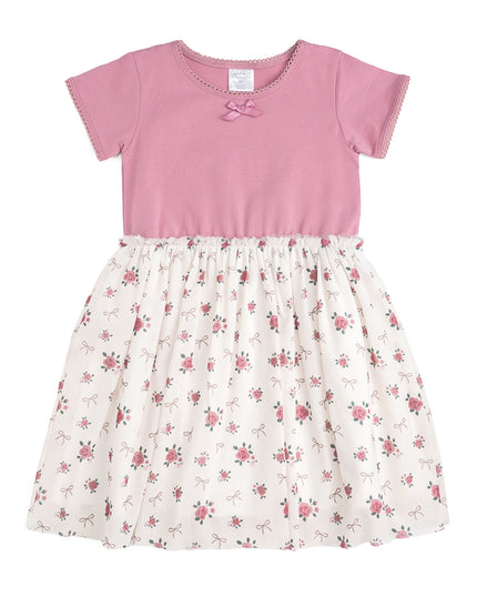Tutu dress with mauve top and ivory coquette bow and floral tutu
