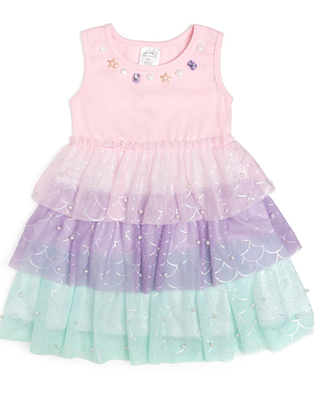 Pink, purple, and green tutu mermaid dress 