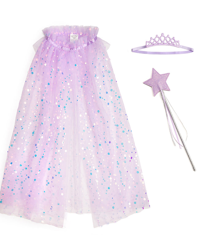 Lavender Shimmer Dress Up Kit - purple Cape, Wand and Tiara