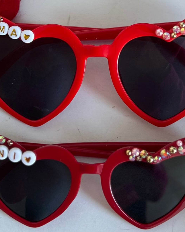 Red Mama and Mini Heart Sunglass - Giggles & Glitter