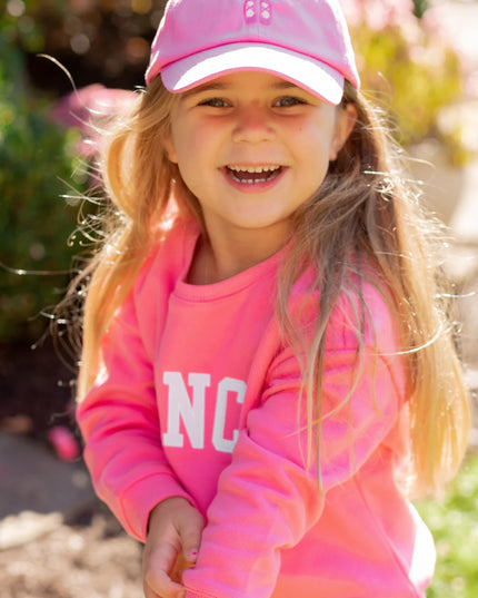 Girl Wearing Pink Ballet Slippers Bow Baseball Hat and Dance Sweatshirt
