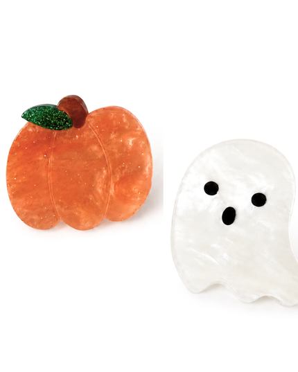 Ghost and pumpkin claw hair clips